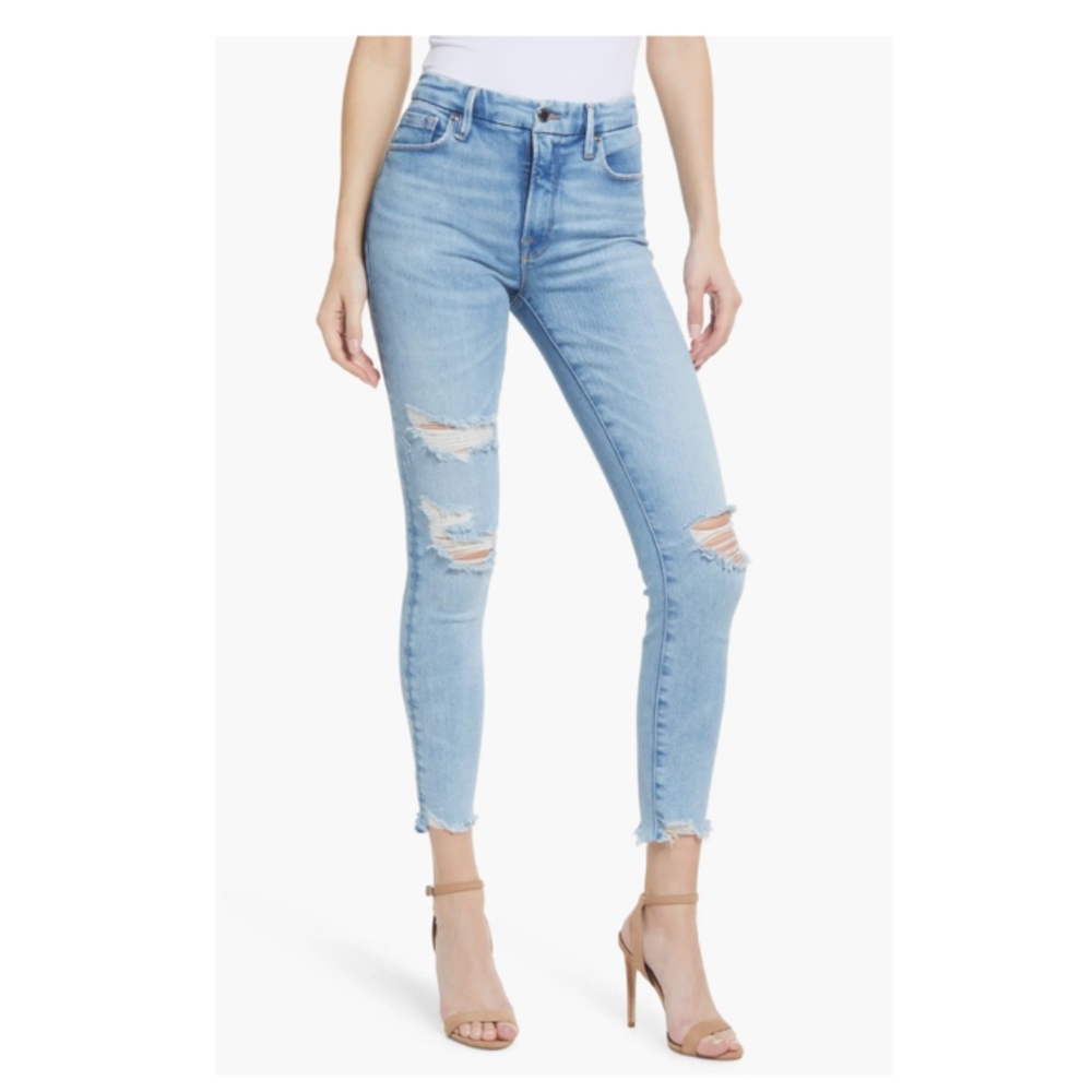 GOOD AMERICAN Good Legs Chewed Hem Skinny Jeans 00/24